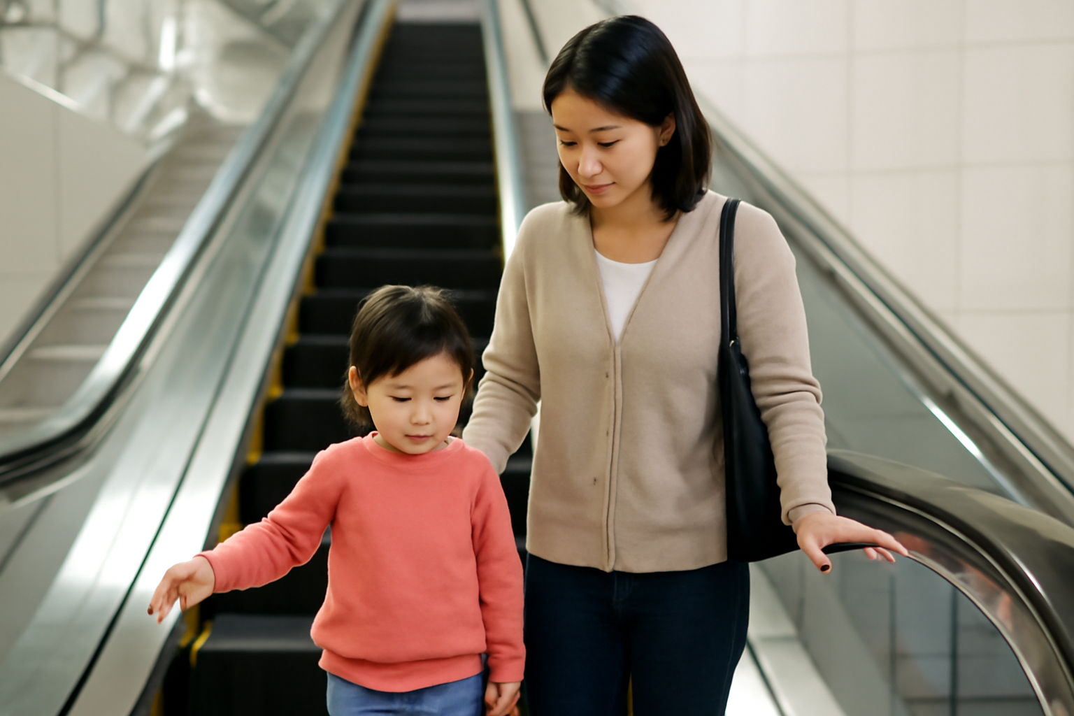子連れのエスカレーターの使用